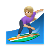 Emoji 🏄🏼‍♀️ Surfista Donna: Carnagione Abbastanza Chiara su LG Velvet.