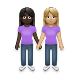 Emoji 👩🏿‍🤝‍👩🏼 Due Donne Che Si Tengono Per Mano: Carnagione Scura E Carnagione Abbastanza Chiara su LG Velvet.