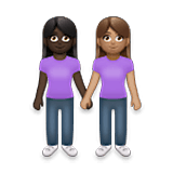Emoji 👩🏿‍🤝‍👩🏽 Due Donne Che Si Tengono Per Mano: Carnagione Scura E Carnagione Olivastra su LG Velvet.