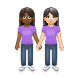Emoji 👩🏾‍🤝‍👩🏻 Due Donne Che Si Tengono Per Mano: Carnagione Abbastanza Scura E Carnagione Chiara su LG Velvet.
