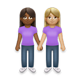Emoji 👩🏾‍🤝‍👩🏼 Due Donne Che Si Tengono Per Mano: Carnagione Abbastanza Scura E Carnagione Abbastanza Chiara su LG Velvet.