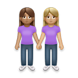 Emoji 👩🏽‍🤝‍👩🏼 Due Donne Che Si Tengono Per Mano: Carnagione Olivastra E Carnagione Abbastanza Chiara su LG Velvet.