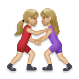 🤼🏼‍♀️ Emoji Mujeres Luchando, Tono De Piel Claro Medio en LG Velvet.