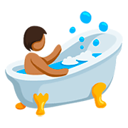Emoji 🛀🏽 Persona Che Fa Il Bagno: Carnagione Olivastra su Messenger 1.0.