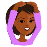 🙆🏾 Emoji Person mit Händen auf dem Kopf: mitteldunkle Hautfarbe Messenger 1.0.