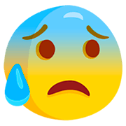 Emoji 😰 Faccina Blu Sudata su Messenger 1.0.