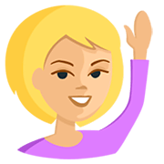 Emoji 🙋🏼 Persona Con Mano Alzata: Carnagione Abbastanza Chiara su Messenger 1.0.