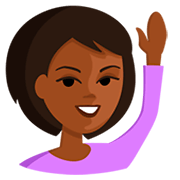 🙋🏾 Emoji Persona Con La Mano Levantada: Tono De Piel Oscuro Medio en Messenger 1.0.