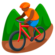 🚵🏾 Emoji Persona En Bicicleta De Montaña: Tono De Piel Oscuro Medio en Messenger 1.0.