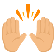🙌🏼 Emoji Manos Levantadas Celebrando: Tono De Piel Claro Medio en Messenger 1.0.