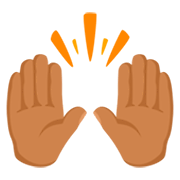 Émoji 🙌🏽 Mains Levées : Peau Légèrement Mate sur Messenger 1.0.