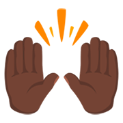 🙌🏿 Emoji Manos Levantadas Celebrando: Tono De Piel Oscuro en Messenger 1.0.