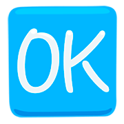 Großbuchstaben OK in blauem Quadrat Messenger 1.0.