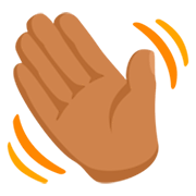 Émoji 👋🏽 Signe De La Main : Peau Légèrement Mate sur Messenger 1.0.