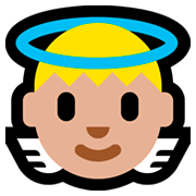 Emoji 👼🏼 Angioletto: Carnagione Abbastanza Chiara su Microsoft Windows 10 April 2018 Update.