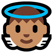 Emoji 👼🏽 Angioletto: Carnagione Olivastra su Microsoft Windows 10 April 2018 Update.
