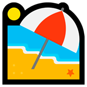 Emoji 🏖️ Spiaggia Con Ombrellone su Microsoft Windows 10 April 2018 Update.