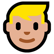 Émoji 👱🏼‍♂️ Homme Blond : Peau Moyennement Claire sur Microsoft Windows 10 April 2018 Update.