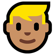 👱🏽‍♂️ Emoji Mann: mittlere Hautfarbe, blond Microsoft Windows 10 April 2018 Update.