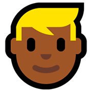 👱🏾‍♂️ Emoji Hombre Rubio: Tono De Piel Oscuro Medio en Microsoft Windows 10 April 2018 Update.