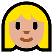 👱🏼‍♀️ Emoji Frau: mittelhelle Hautfarbe, blond Microsoft Windows 10 April 2018 Update.