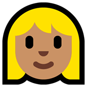 Émoji 👱🏽‍♀️ Femme Blonde : Peau Légèrement Mate sur Microsoft Windows 10 April 2018 Update.
