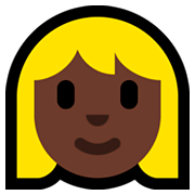 👱🏿‍♀️ Emoji Frau: dunkle Hautfarbe, blond Microsoft Windows 10 April 2018 Update.