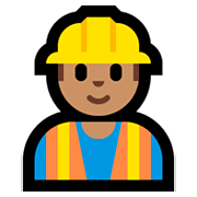 👷🏽 Emoji Bauarbeiter(in): mittlere Hautfarbe Microsoft Windows 10 April 2018 Update.