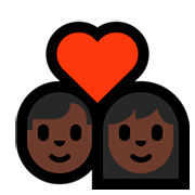 Emoji 👨🏿‍❤️‍👩🏿 Coppia Con Cuore - Uomo: Carnagione Scura, Donna: Carnagione Scura su Microsoft Windows 10 April 2018 Update.
