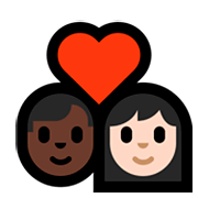 👨🏿‍❤️‍👩🏻 Emoji Pareja Enamorada - Hombre: Tono De Piel Oscuro, Mujer: Tono De Piel Claro en Microsoft Windows 10 April 2018 Update.