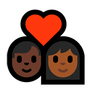 👨🏿‍❤️‍👩🏾 Emoji Pareja Enamorada - Hombre: Tono De Piel Oscuro, Mujer: Tono De Piel Oscuro Medio en Microsoft Windows 10 April 2018 Update.