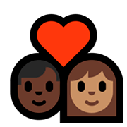 👨🏿‍❤️‍👩🏽 Emoji Liebespaar - Mann: dunkle Hautfarbe, Frau: mittlere Hautfarbe Microsoft Windows 10 April 2018 Update.