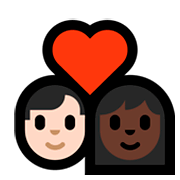Emoji 👨🏻‍❤️‍👩🏿 Coppia Con Cuore - Uomo: Carnagione Chiara, Donna: Carnagione Scura su Microsoft Windows 10 April 2018 Update.