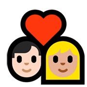 Émoji 👨🏻‍❤️‍👩🏼 Couple Avec Cœur - Homme: Peau Claire, Femme: Peau Moyennement Claire sur Microsoft Windows 10 April 2018 Update.