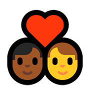 👨🏾‍❤️‍👨 Emoji Pareja Enamorada - Hombre: Tono De Piel Oscuro Medio, Hombre en Microsoft Windows 10 April 2018 Update.