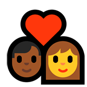 👨🏾‍❤️‍👩 Emoji Pareja Enamorada - Hombre: Tono De Piel Oscuro Medio, Mujer en Microsoft Windows 10 April 2018 Update.
