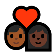 Emoji 👨🏾‍❤️‍👩🏿 Coppia Con Cuore - Uomo: Carnagione Abbastanza Scura, Donna: Carnagione Scura su Microsoft Windows 10 April 2018 Update.
