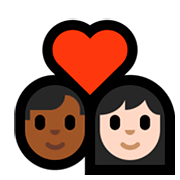 Émoji 👨🏾‍❤️‍👩🏻 Couple Avec Cœur - Homme: Peau Mate, Femme: Peau Claire sur Microsoft Windows 10 April 2018 Update.