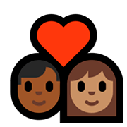 Émoji 👨🏾‍❤️‍👩🏽 Couple Avec Cœur - Homme: Peau Mate, Femme: Peau Légèrement Mate sur Microsoft Windows 10 April 2018 Update.