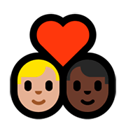 👨🏼‍❤️‍👨🏿 Emoji Liebespaar - Mann: mittelhelle Hautfarbe, Mann: dunkle Hautfarbe Microsoft Windows 10 April 2018 Update.