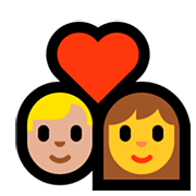 Émoji 👨🏼‍❤️‍👩 Couple Avec Cœur - Homme: Peau Moyennement Claire, Femme sur Microsoft Windows 10 April 2018 Update.