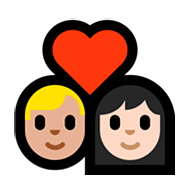 👨🏼‍❤️‍👩🏻 Emoji Pareja Enamorada - Hombre: Tono De Piel Claro Medio, Mujer: Tono De Piel Claro en Microsoft Windows 10 April 2018 Update.