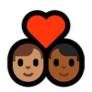 👨🏽‍❤️‍👨🏾 Emoji Pareja Enamorada - Hombre: Tono De Piel Medio, Hombre: Tono De Piel Oscuro Medio en Microsoft Windows 10 April 2018 Update.