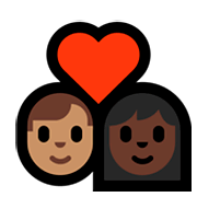 Emoji 👨🏽‍❤️‍👩🏿 Coppia Con Cuore - Uomo: Carnagione Olivastra, Donna: Carnagione Scura su Microsoft Windows 10 April 2018 Update.