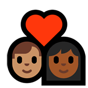 Emoji 👨🏽‍❤️‍👩🏾 Coppia Con Cuore - Uomo: Carnagione Olivastra, Donna: Carnagione Abbastanza Scura su Microsoft Windows 10 April 2018 Update.