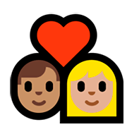 Émoji 👨🏽‍❤️‍👩🏼 Couple Avec Cœur - Homme: Peau Légèrement Mate, Femme: Peau Moyennement Claire sur Microsoft Windows 10 April 2018 Update.