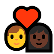 👨‍❤️‍👩🏿 Emoji Liebespaar - Mann, Frau: dunkle Hautfarbe Microsoft Windows 10 April 2018 Update.