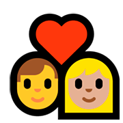 Émoji 👨‍❤️‍👩🏼 Couple Avec Cœur - Homme, Femme: Peau Moyennement Claire sur Microsoft Windows 10 April 2018 Update.