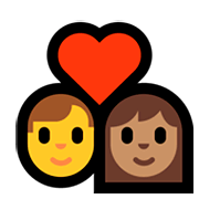 👨‍❤️‍👩🏽 Emoji Liebespaar - Mann, Frau: mittlere Hautfarbe Microsoft Windows 10 April 2018 Update.