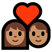 Émoji 💑🏽 Couple Avec Cœur, Peau Légèrement Mate sur Microsoft Windows 10 April 2018 Update.
